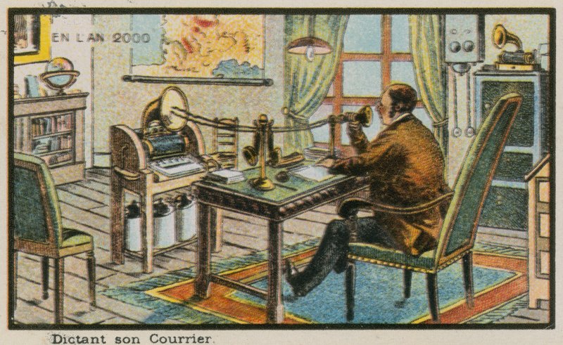 Diktieren eines Briefes in eine Telegrafenmaschine von French School