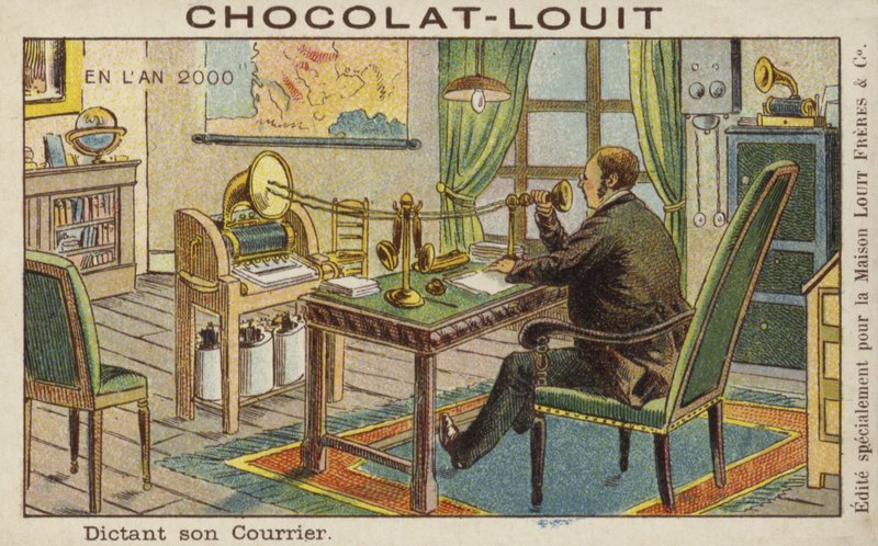 Diktieren eines Briefes in eine Telegrafenmaschine von French School