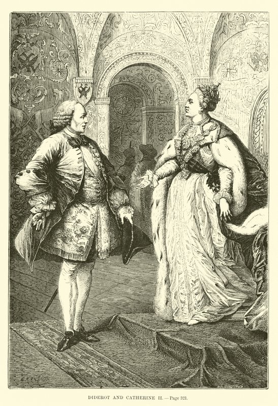 Diderot und Katharina II von French School
