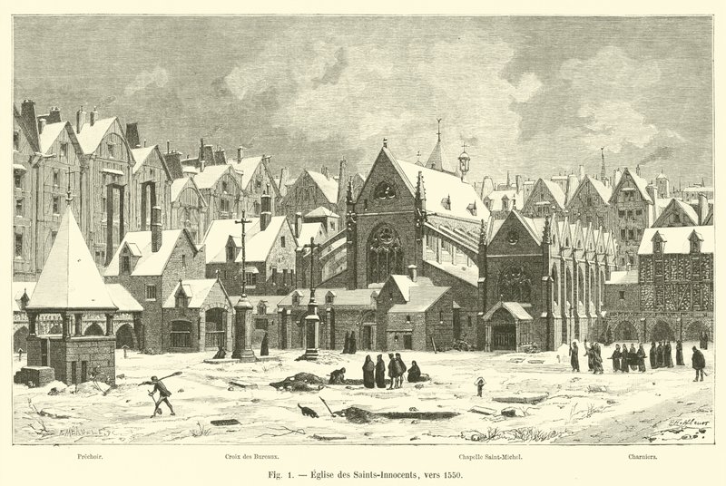 Kirche der Unschuldigen, um 1550 von French School