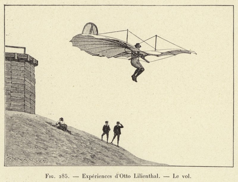 Experimente von Otto Lilienthal, der Flug von French School