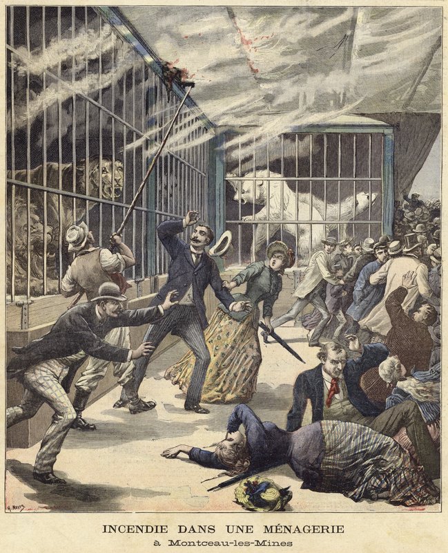 Feuer im Zoo von Montceau-les-Mines von French School