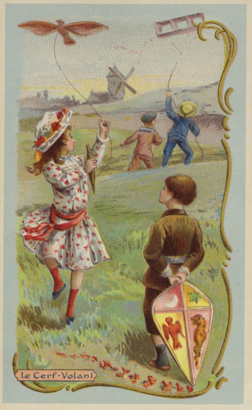 Drachensteigen (Chromolithografie) von French School