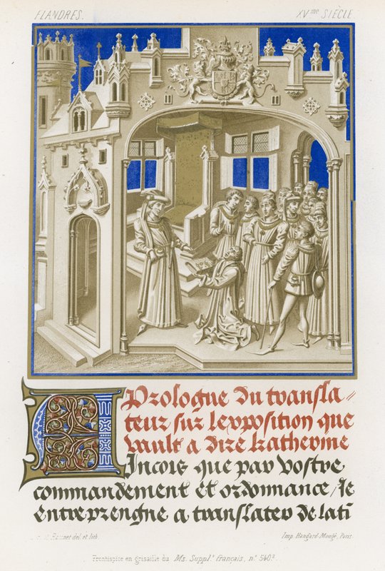 Frontispiz in Grisaille eines Manuskripts von French School