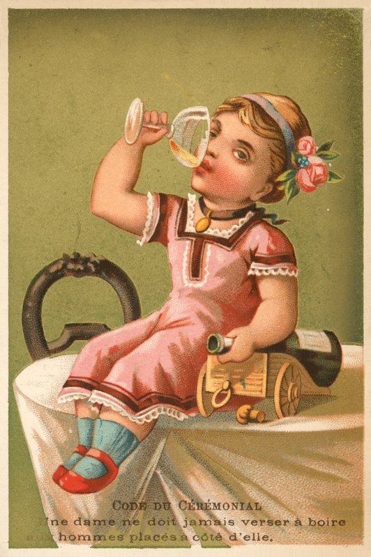 Mädchen trinkt Champagner von French School