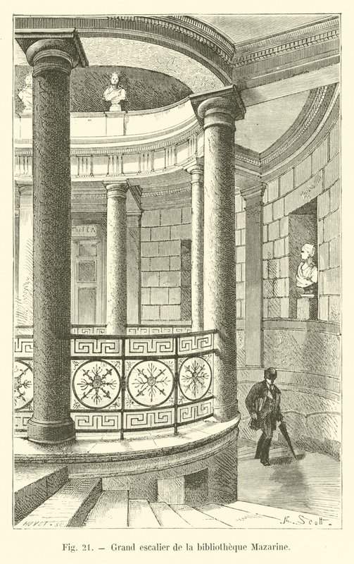 Große Treppe der Bibliothek Mazarine von French School
