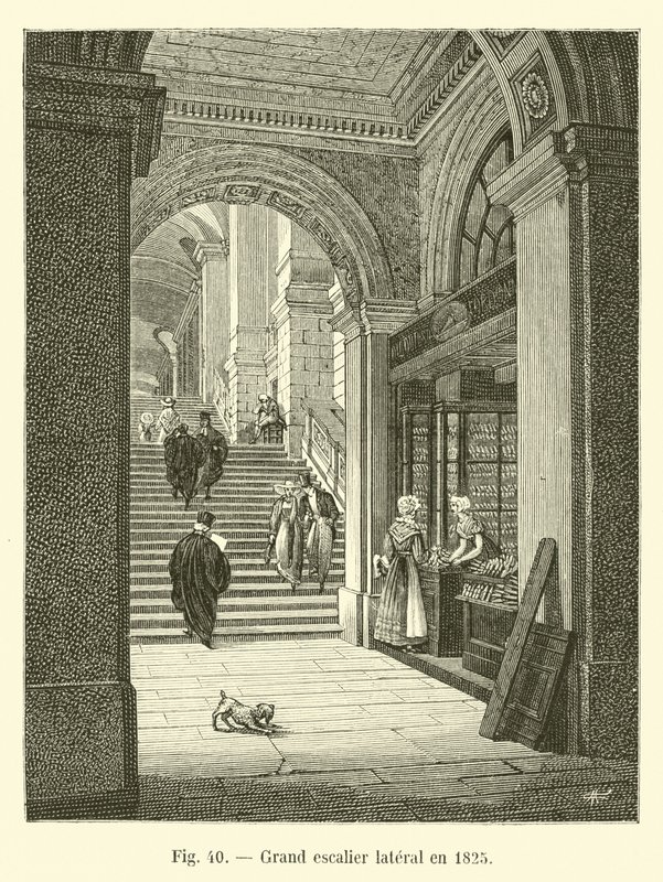 Seitliche große Treppe im Jahr 1825 von French School