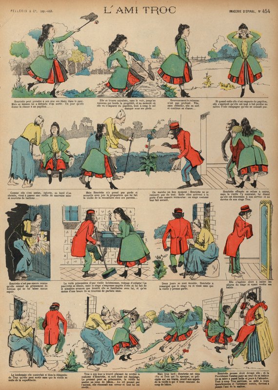 Henriette und Troc der Affe (Farbstich) von French School