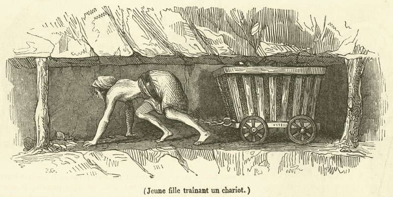 Jeune fille trainant un chariot von French School