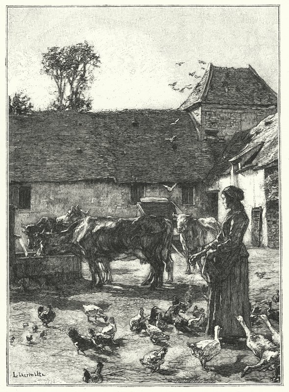 Der Hof des Bauernhofs von French School