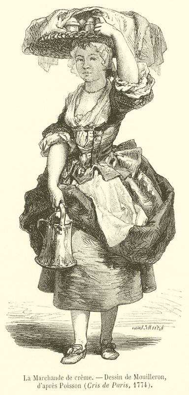 Die Sahneverkäuferin (Gravur) von French School