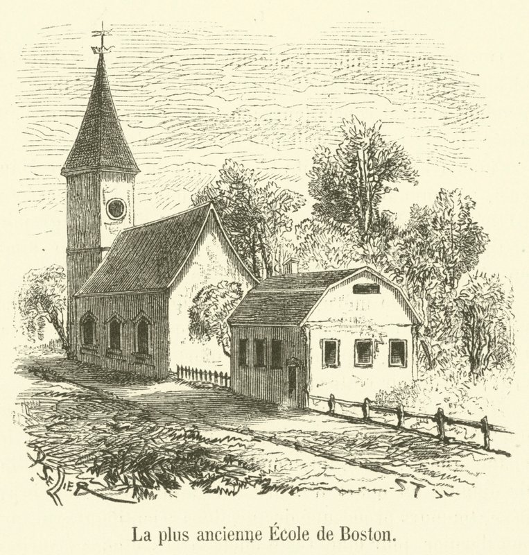 Die älteste Schule von Boston (Stich) von French School
