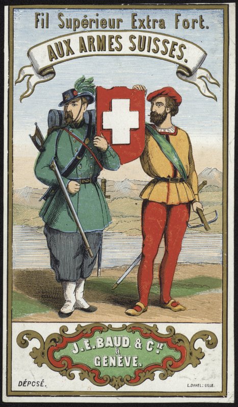Etikett für Schweizer Armee-Garn von French School