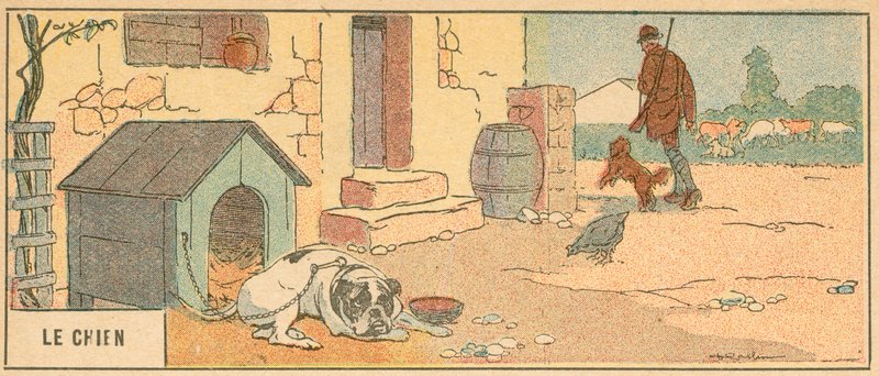 Der Hund (Farblithographie) von French School