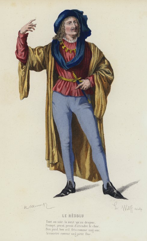 Le Resolu (farbiger Stich) von French School