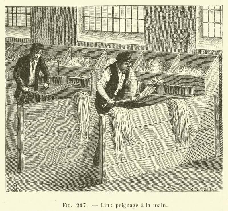 Flachs, Kämmen von Hand von French School