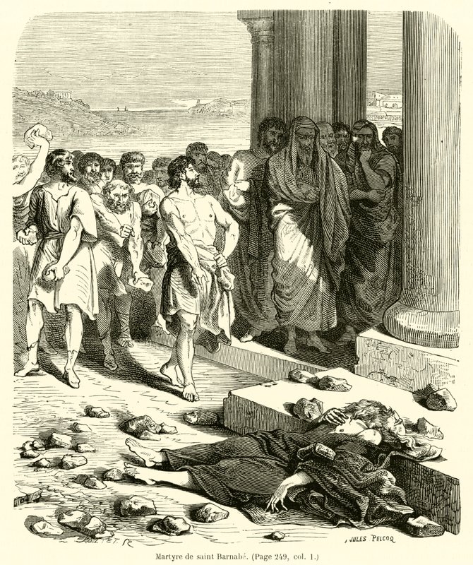 Martyrium des heiligen Barnabas (Gravur) von French School
