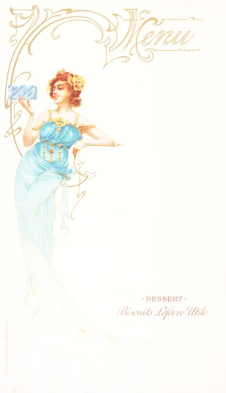 Menükarte. Französisch von French School