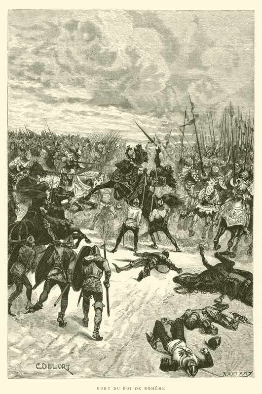 Tod des Königs von Böhmen (Gravur) von French School