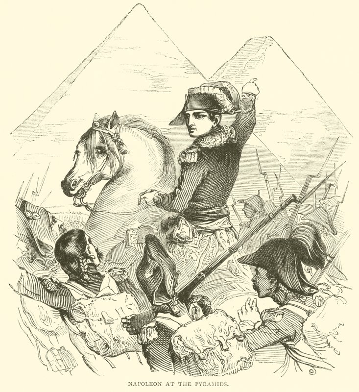 Napoleon an den Pyramiden (Gravur) von French School