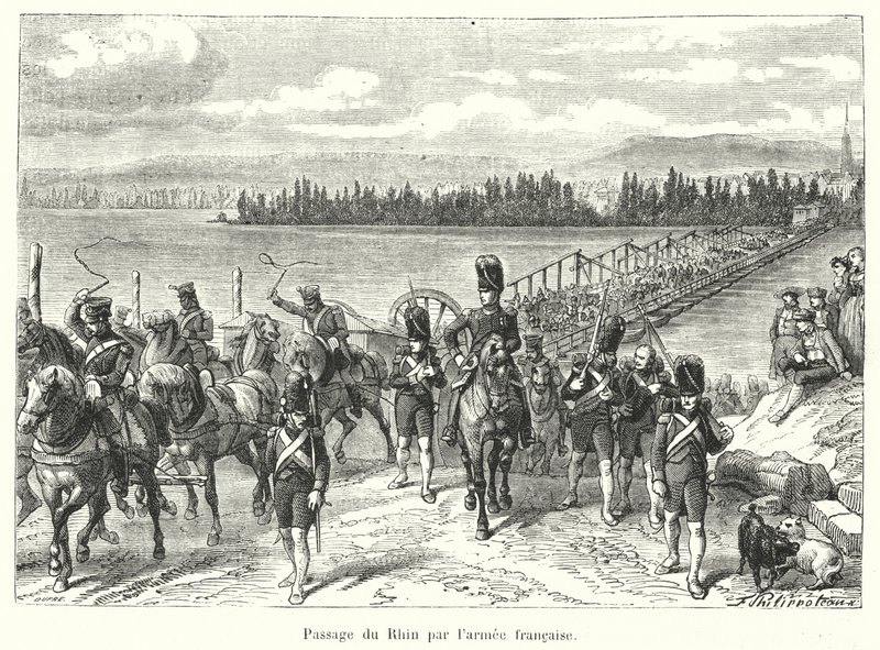 Überquerung des Rheins durch die französische Armee (Gravur) von French School