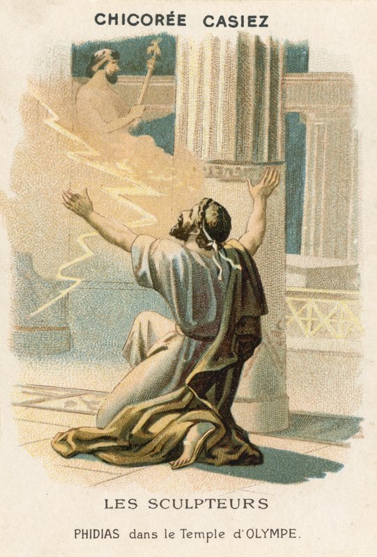 Phidias im Tempel von Olympia von French School
