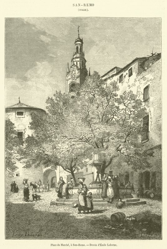 Marktplatz in San-Remo (Stich) von French School