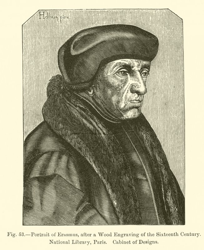 Porträt von Erasmus (Gravur) von French School