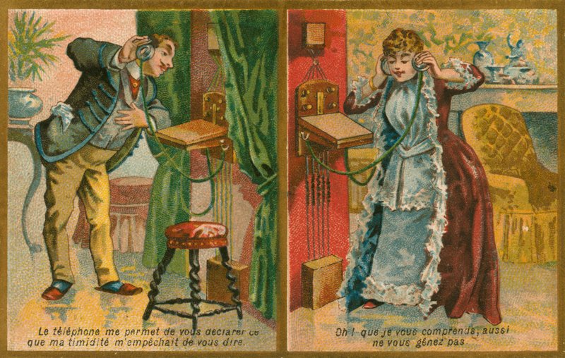 Postkarte mit Telefon von French School