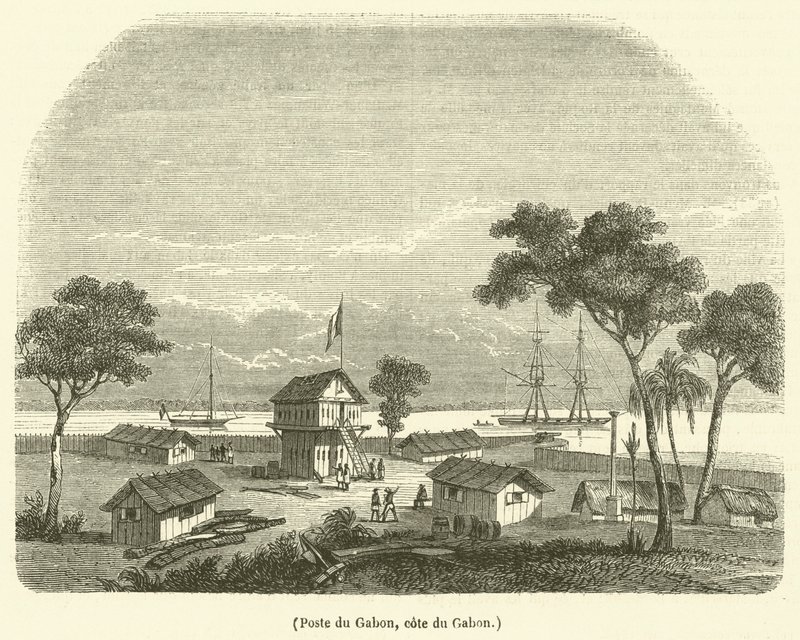 Poste du Gabon, Küste von Gabun (Gravur) von French School