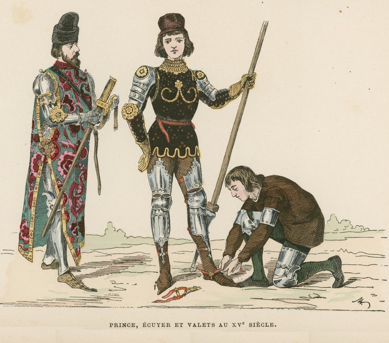 Prinz, Knappe und Diener, 15. Jahrhundert von French School