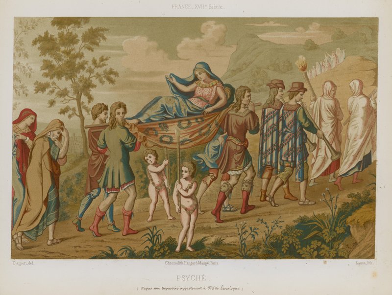 Psyche auf einer Bahre getragen von French School