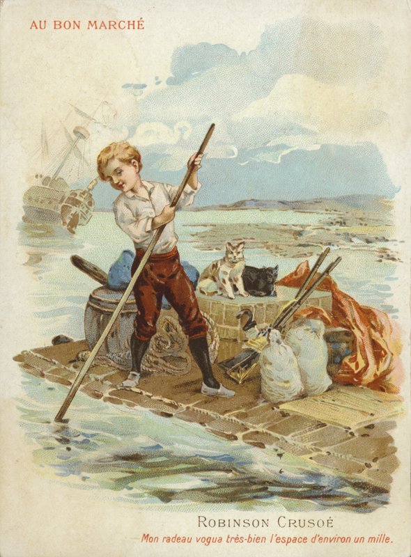Robinson Crusoe auf Floß von French School