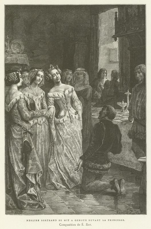 Sir Bertrand kniete vor der Prinzessin von French School