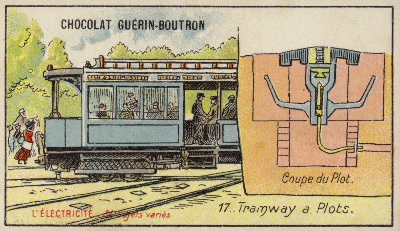 Straßenbahn mit elektrifizierter Schiene von French School