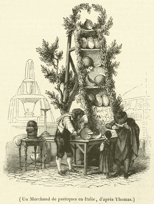 Ein Wassermelonenhändler in Italien von French School