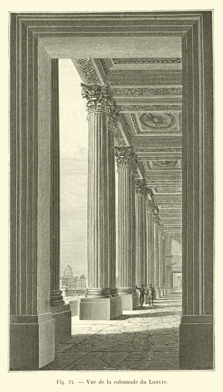 Ansicht der Kolonnade des Louvre von French School