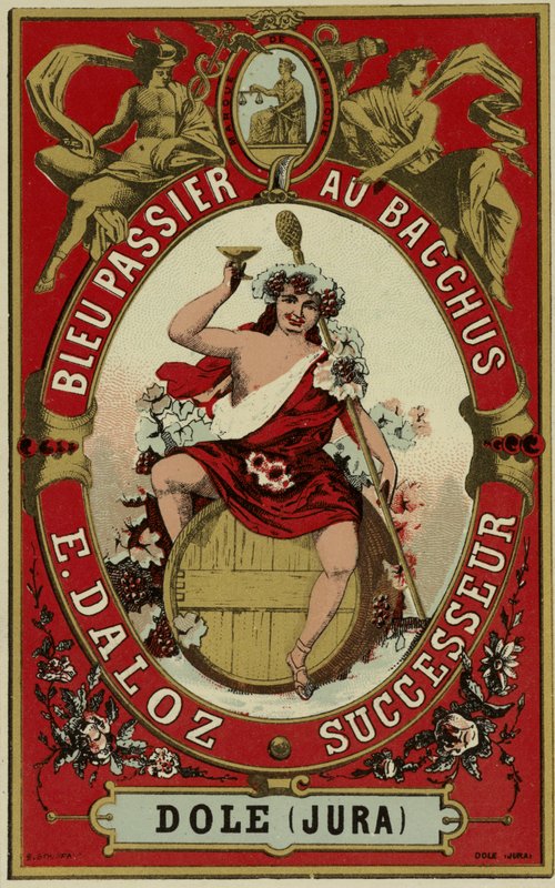 Weinetikett mit Bacchus von French School
