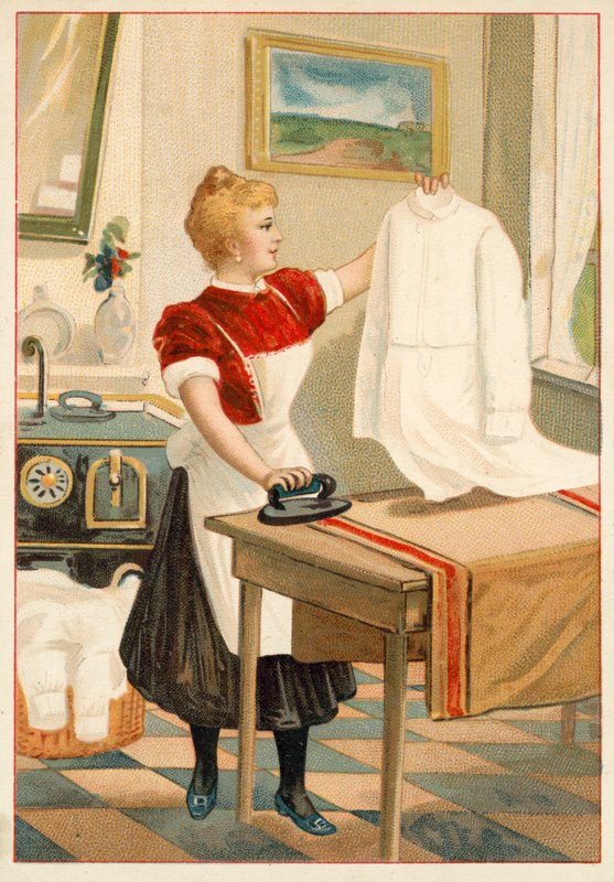 Frau beim Bügeln von French School