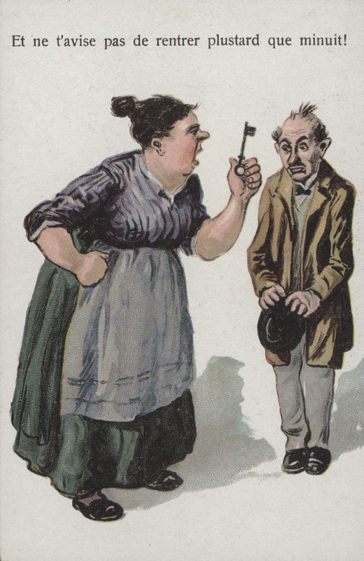 Frau schimpft mit ihrem Mann von French School