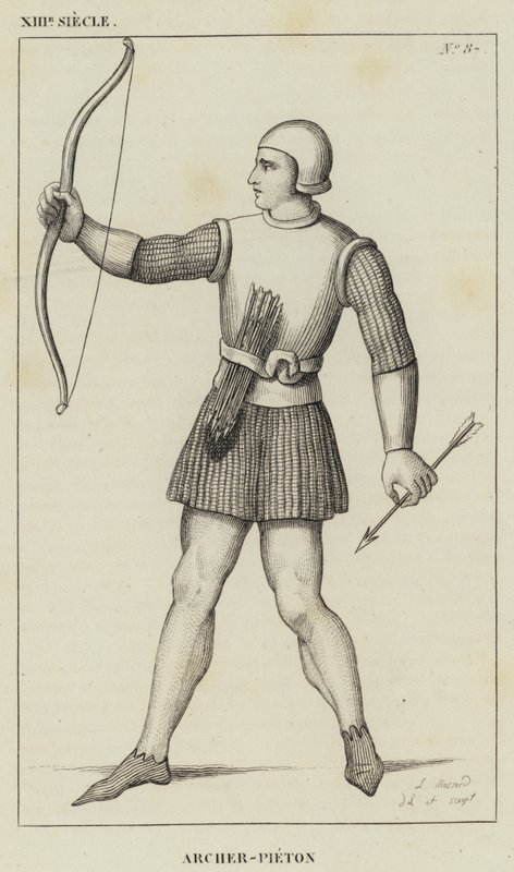 XIII Jahrhundert, Bogenschütze zu Fuß von French School
