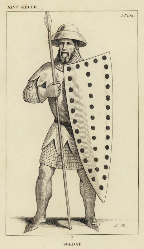 14. Jahrhundert, Soldat (Gravur) von French School