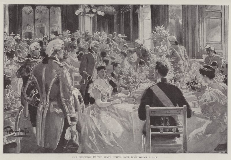 Das Mittagessen im Staatsesszimmer, Buckingham Palace von G.S. Amato