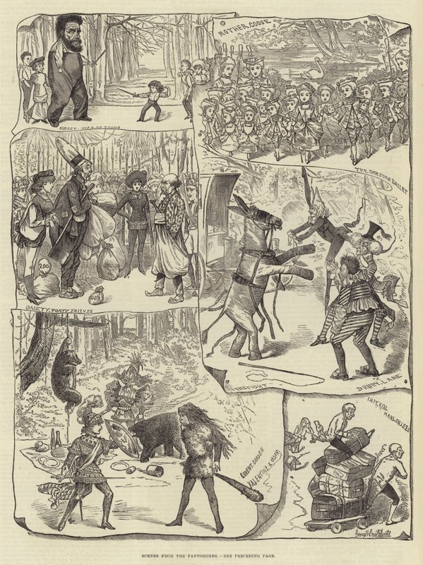 Szenen aus den Pantomimen von George Cruikshank
