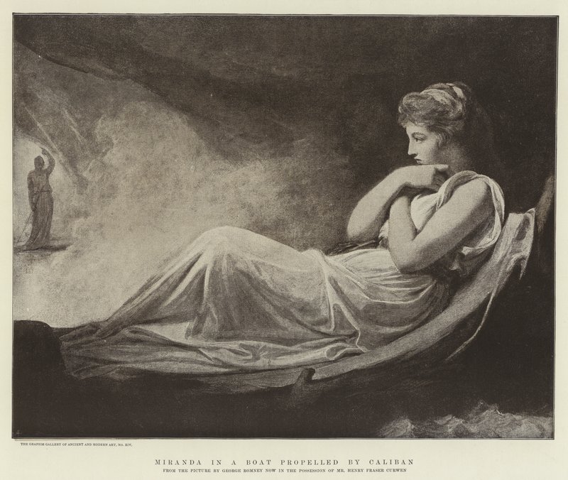 Miranda in einem von Caliban angetriebenen Boot von George Romney