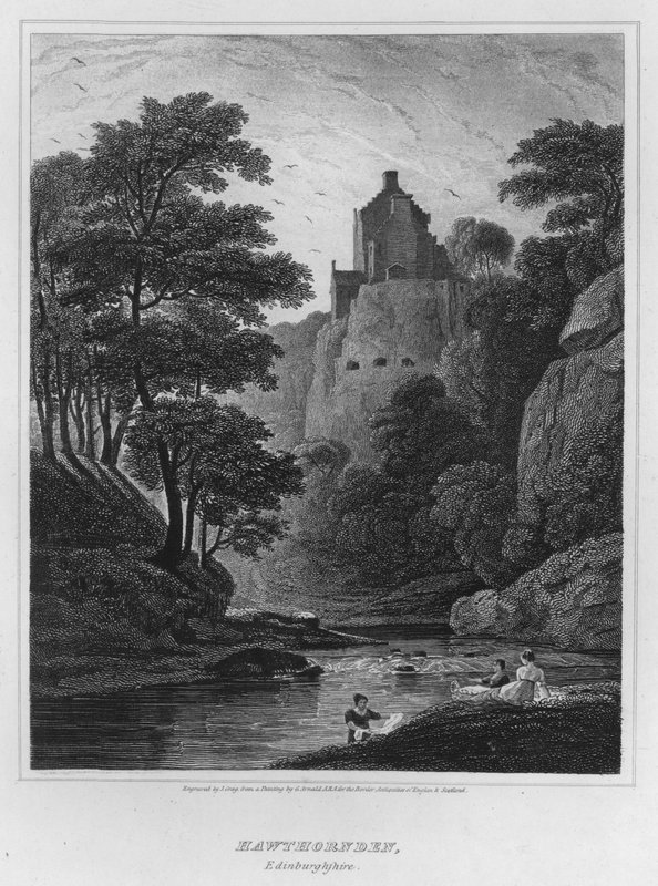 Hawthornden, Edinburghshire von George (after) Arnald