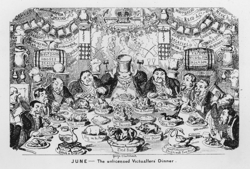 Juni, Das unlizenzierte Gastmahl? Abendessen von George Cruikshank