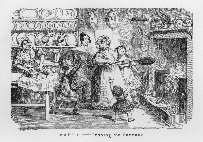März, Pfannkuchenwerfen von George Cruikshank