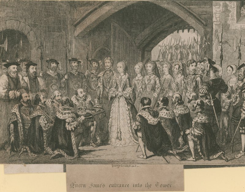 Königin Janes Einzug in den Tower von George Cruikshank