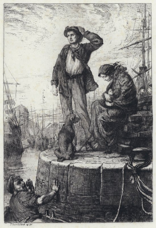 Auswanderer in Liverpool (Radierung) von George Percy Jacomb Hood